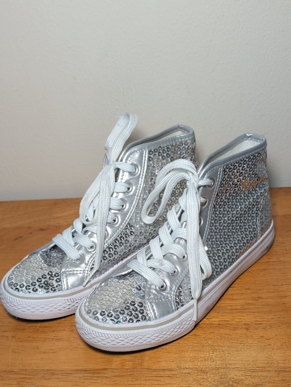 Balera Silver Sequin High-Top Dance Sneakers Girls Size 5